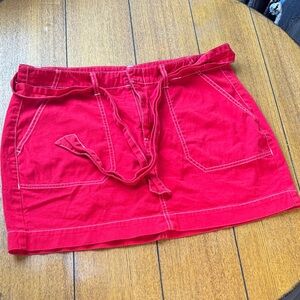 Dickies Red Mini Skirt with Front Pockets and Tie